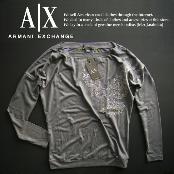 4269新品★アルマーニエクスチェンジ ARMANI EXCHANGE★A|Xドルマン刺繍入長袖カットソー★グレー★S★WOMENS★