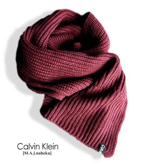 カルバンクライン 382新品★カルバン・クライン　Calvin Klein★リブマフラー3208★エンジ★MENS