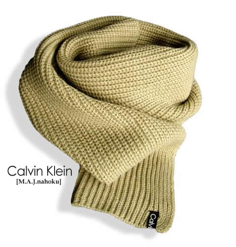 381新品★カルバン・クライン Calvin Klein★リブマフラー3207★ベージュ★MENS