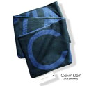 カルバンクライン 395新品★カルバン・クライン　Calvin Klein★ロゴマフラー3213★霜降紺黒★MENS