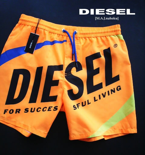 8792新品★ディーゼル DIESEL★デザインロゴ水着短パンK286★オレンジ★MENS:XS/S相当