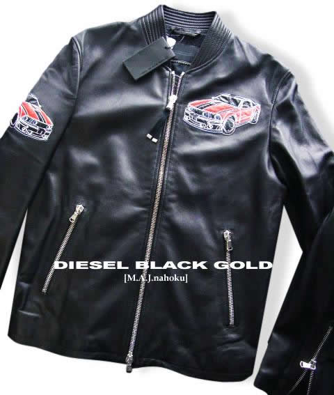 8081新品★ディーゼル　DIESELBlack Gold ライダース本革ジャケットK129★ITALY製★黒系★48★MENS★