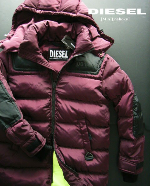 ディーゼル ダウン メンズ 8651新品★ディーゼル　DIESEL★ロゴロングダウンジャケットK252★エンジ★S★MENS★