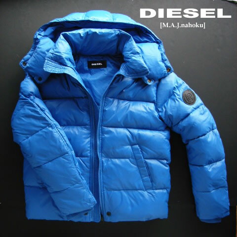 8652新品★ディーゼル　DIESEL★腕ロゴダウンジャケットK253★ブルー★MENS：XS相当