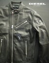 8663新品★ディーゼル　DIESEL革ジャン レザージャケット3201★黒★L★MENS★