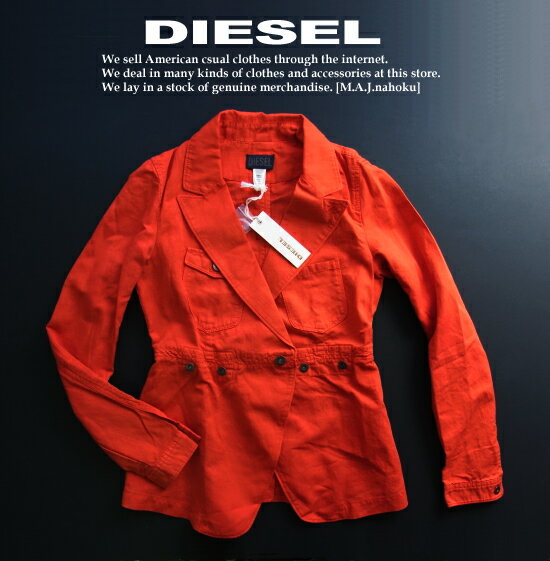 2858新品★ディーゼル　DIESEL★リネン麻ジャケット★オレンジ★XXS★WOMENS★