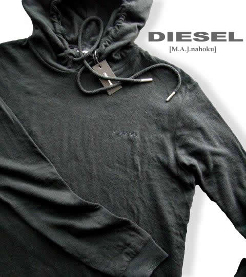 8069新品★ディーゼル DIESEL★胸ロゴ刺繍パーカー K120★黒★MENS★