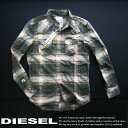 ディーゼル 2736-41新品★ディーゼル　DIESEL★ウエスタン系チェックシャツ★緑カーキ系★MENS★※期間限定セール品！