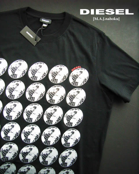 7753-8新品★ディーゼル　DIESEL★胸ロゴエンボスTシャツ3033★黒★MENS★