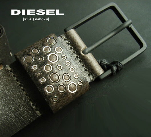 8489新品★ディーゼル　DIESEL★ヴィンテージ牛革ロゴベルトK196★ITALY製★茶系★100★MENS★イタリー製