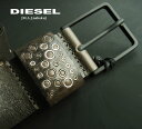 8489新品★ディーゼル DIESEL★ヴィンテージ牛革ロゴベルトK196★ITALY製★茶系★100★MENS★イタリー製