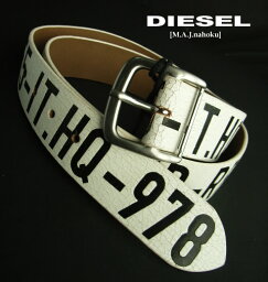 8495新品★ディーゼル　DIESEL★ヴィンテージ牛革ロゴロゴベルトK201★ITALY製★オフ白★100★MENS★イタリー製