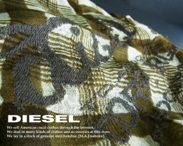 2937新品★ディーゼル　DIESEL★チェックロゴストール★緑系★MENS