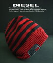 ディーゼル ニット帽 メンズ 5199新品★ディーゼル　DIESEL★デザインニット帽革タグボーダー★赤黒★男女兼用