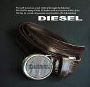 5742新品★ディーゼル DIESEL★牛革ヴィンテージロゴバックルベルト ITALY製★茶★95CM★MENS★