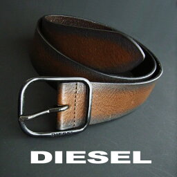 ディーゼル 革ベルト メンズ 6525新品★ディーゼル　DIESEL★ヴィンテージ牛革ロゴベルト2604 ITALY製★茶系黒★80CM★MENS★