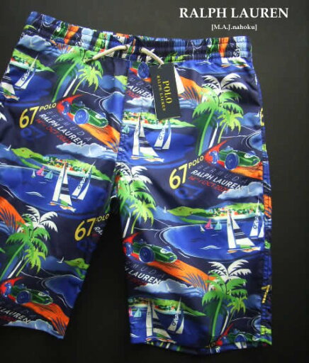 1829新品★ラルフローレン RALPH LAUREN★ロゴ柄水着短パンJ249★紺系★MENS:S/M相当 1829新品★ラルフローレン RALPH LAUREN★ロゴ柄水着短パンJ249★紺系★MENS:S/M相当