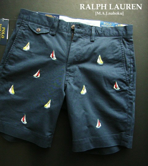 1935-6新品★ラルフローレン RALPH LAUREN ★ヨットロゴロゴ刺繍短パンJ305★紺★MENS★