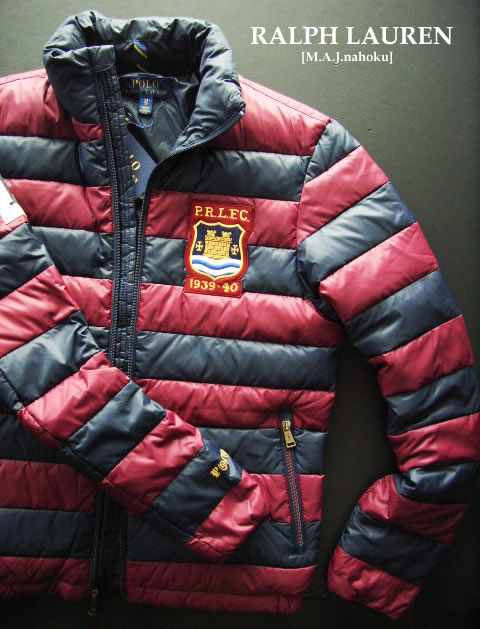 1541新品★ラルフローレン RALPH LAUREN★ダウンジャケットh101★エンジ×紺★XS★MENS