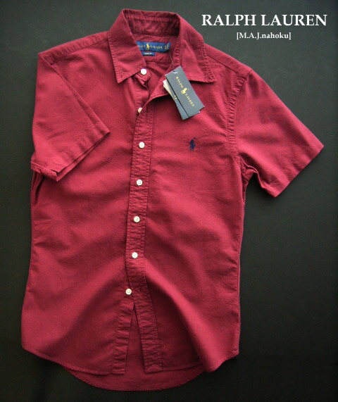 1631-4新品★ラルフローレン RALPH LAUREN★胸ロゴワンポイント半袖シャツJ138★エンジ★MENS★