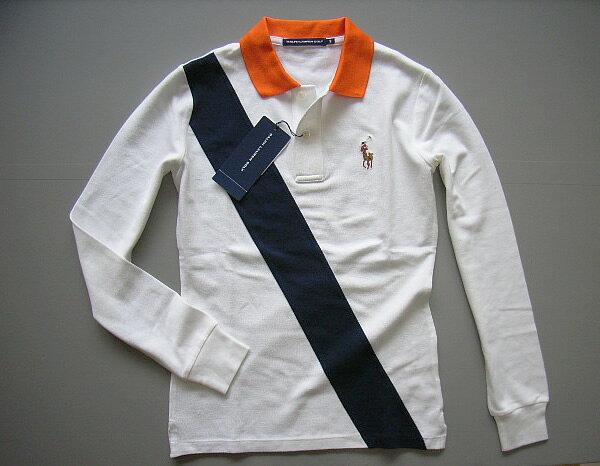 821-5新品★ラルフローレン RALPH LAUREN★GOLF 胸ロゴ長袖ポロシャツ★白系★WOMENS★