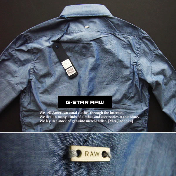 4329新品★ジースターG-STARRAW★デザイン麻リネンシャツ2335★紺系★M★MENS★