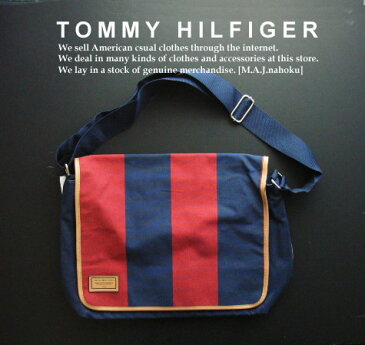 648新品★TOMMY HILFIGER トミー ヒルフィガー★デザインボーダーショルダーバック808★紺系★