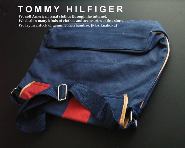 648新品★TOMMY HILFIGER トミー ヒルフィガー★デザインボーダーショルダーバック808★紺系★