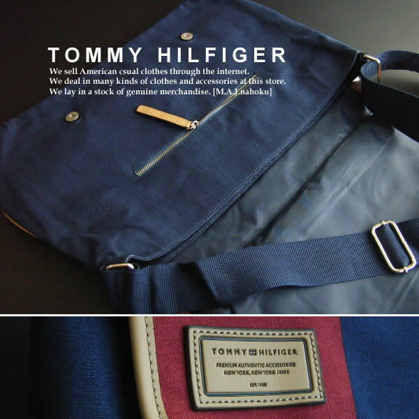 648新品★TOMMY HILFIGER トミー ヒルフィガー★デザインボーダーショルダーバック808★紺系★