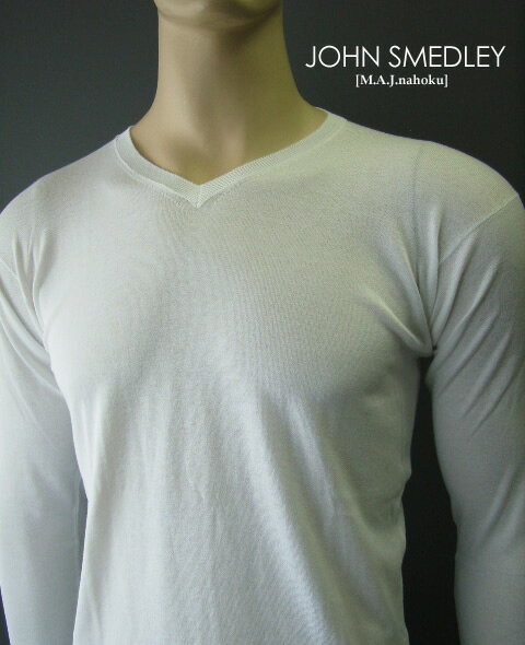 795新品★JOHNSMEDLEYジョンスメドレー★長袖Vネックニット★白★S★MENS★