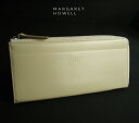 1008訳有・新品★マーガレット・ハウエル MARGARET HOWELL★半ラウンドジップ長財布342★クリーム★WOMENS