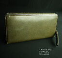 1046訳有・新品★マーガレット・ハウエル MARGARET HOWELL★ラウンドジップ長財布373★カーキ★WOMENS