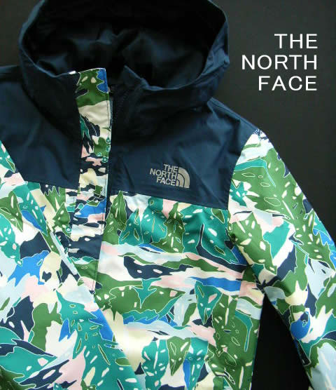 8534新品★ザ ノース フェイス THE NORTH FACE★マウンテンロゴ柄ジャケット3212★紺緑系★XL(18)★GIRLS★