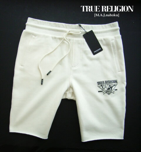 8808新品★トゥルーレリジョン TRUE RELIGION★ロゴトレ短パン3301★オフホワイト★M★MENS