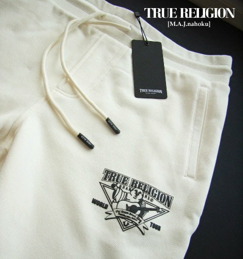 8808新品★トゥルーレリジョン TRUE RELIGION★ロゴトレ短パン3301★オフホワイト★M★MENS