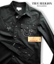 7841-4新品★トゥルーレリジョン TRUE RELIGION★ウエスタン型シャツ2901★黒★MENS★メンズ