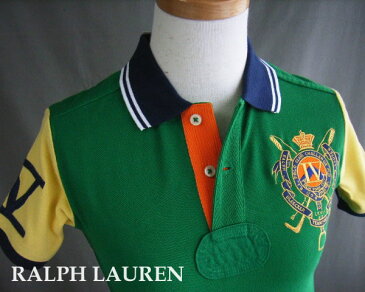 2124新品★ラルフローレン RALPH LAUREN★デザインポロシャツ★緑系★7★WOMENS：XS相当