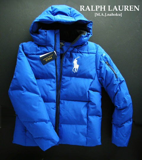 ラルフローレン 3826新品★ラルフローレン RALPH LAUREN★胸BIGロゴダウンジャケット3202★青★MENS:S相当★