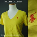 3121-2新品★ラルフローレン RALPH LAUREN★胸ロゴVネックTシャツ★イエロー★WOMENS★