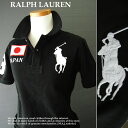 3124新品★ラルフローレン RALPH LAUREN★BIG胸ロゴJAPANポロシャツ★黒★WOMENS:S/M相当★