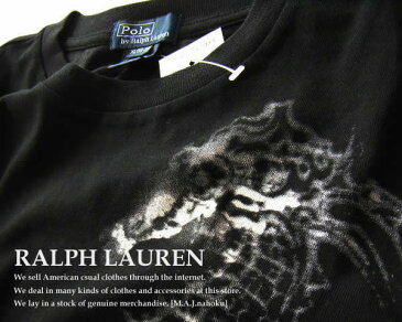 1229新品★ラルフローレン RALPH LAUREN★プリントTシャツ★黒★MENS:M相当★