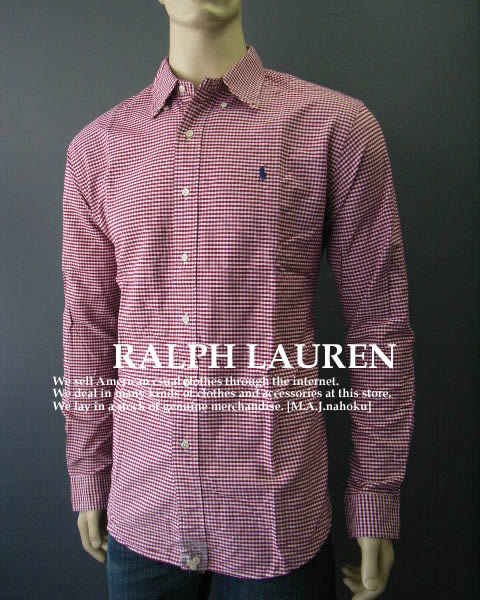 2579新品★ラルフローレン RALPH LAUREN★胸ロゴギンガムチェックシャツ★赤系★XL★MENS★