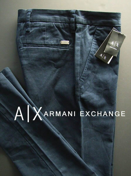 7132-3新品★アルマーニエクスチェンジ ARMANI EXCHANGE★A|X デザインプレートロゴパンツ2623★紺★MENS★