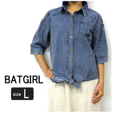 BATGIRL 裾結び デニムシャツ 77731NX L 七分袖 レディース シャツ バットガール デニム e5r yob2102