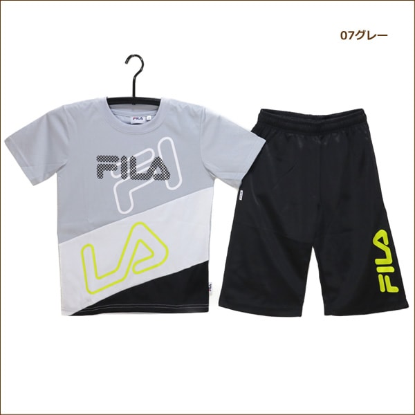 FILA 半袖 Tシャツ ハーフパンツ ジャージ 上下セット 130cm 140cm 150cm 160cm 07グレー 42ブルー D2220 フィラ 子供服 男の子 キッズ ジュニア 半袖 半T吸汗速乾 2点セット セット 上下 セットアップ 灰 青