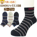 靴下 メンズ EDWIN エドウィン ショート丈 ソックス 3足 セット COOL 吸水速乾 消臭 25～27cm A足底パイル Bサポート入り EWR042 EWR041 set1269 ネコポス便は送料無料♪ 男性 紳士 ソックス くつした くつ下 靴下 ショート ショートソックス 足