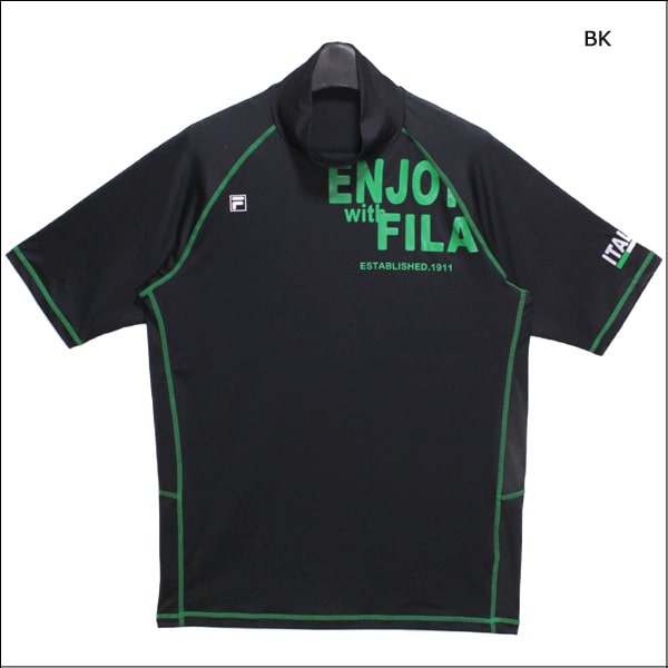 メンズ 水着 FILA 半袖 ラッシュガード M L LL BKブラック NVネイビー CGYチャコールグレー 426-290 フィラ メンズ水着 大きいサイズあり 半袖ラッシュガード 紳士 男性 トップス ラッシュ 灰 黒 紺