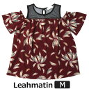 【在庫限り】 レディース 半袖 レイヤード風 フレアスリーブ オフショルダー M 9号 29ボルドー 287596 Leahmatin 女性 婦人 トップス ふ...