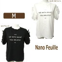 レディース フリル袖 Tシャツ M 9号 02オフホワイト 03ブラック 258560 Nano Feuille ナノフィーユ 女性 婦人 トップス 半袖 Tシャツ カットソー フリルスリーブ 白 黒 zx04