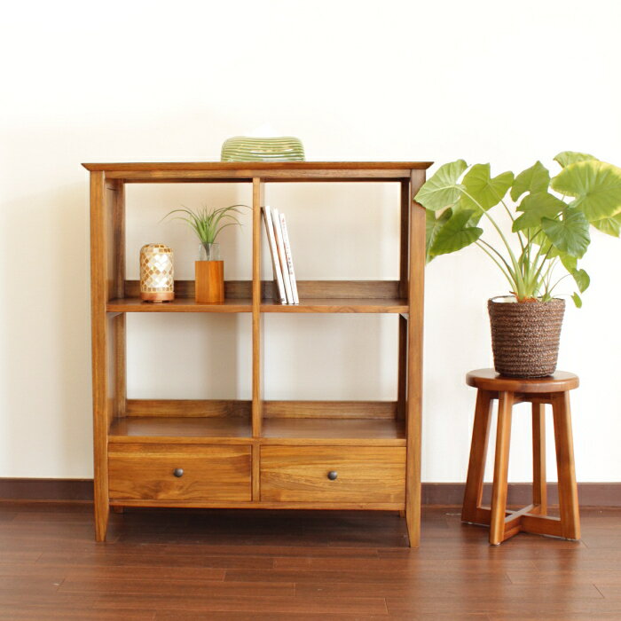 アジアン家具木製チーク家具無垢本棚...